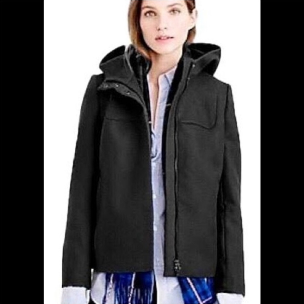 J crew melton wool jacket with hood as is
